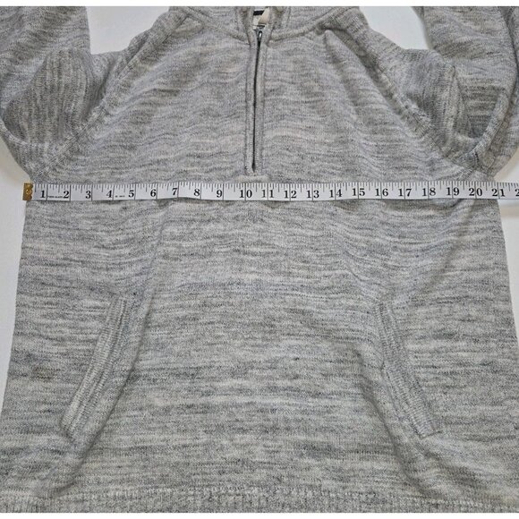L.O.G.G. by H&M Grey White Denim Color Knit Womens 1/4 Zip Hoodie Kangaroo Large - Picture 7 of 8